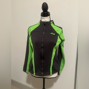 FILA Women's Black/Grey and Neon Green Athletic Jacket